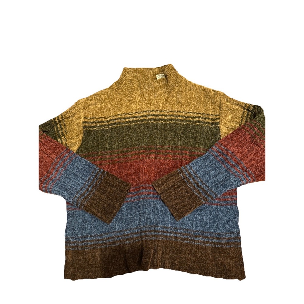 VTG Striped Sweater Chenille Boho Grunge 90s Skater Retro Chunky Petite Small‎